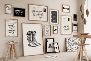 trendy cowgirl wall art with coquette bows