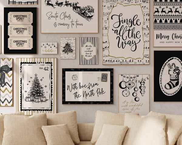 Black & Gold Christmas Set of 15 Prints