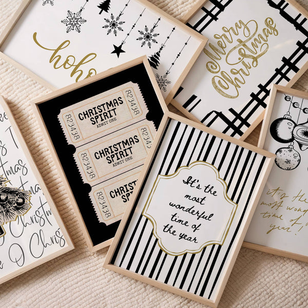 Black & Gold Christmas Set of 15 Prints