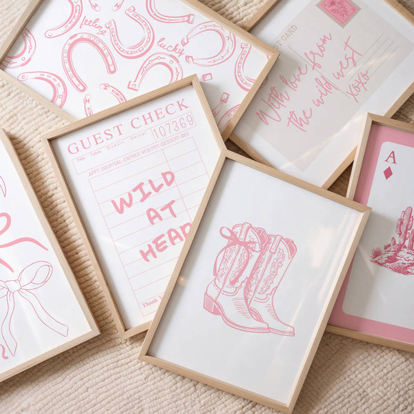 Trendy Pink Cowgirl Set of 15 Prints