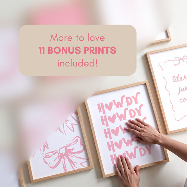 Trendy Pink Cowgirl Set of 15 Prints