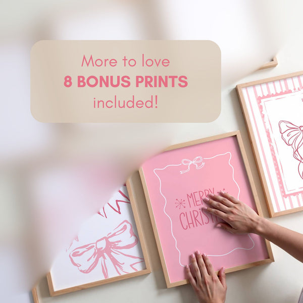 Pink Christmas Set of 15 Prints