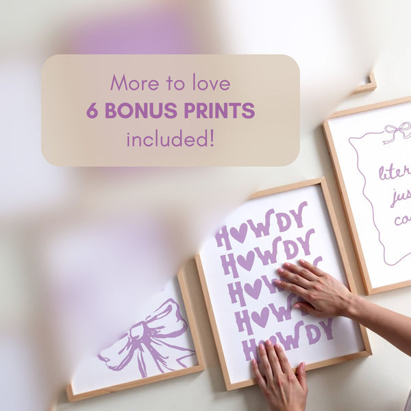 Trendy Purple Cowgirl Set of 15 Prints