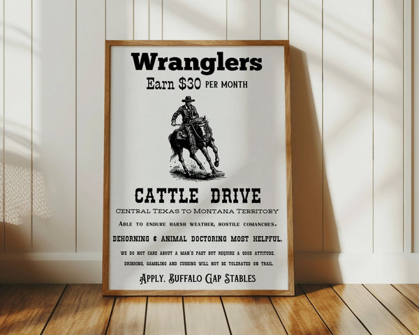 retro cattle drive ad poster