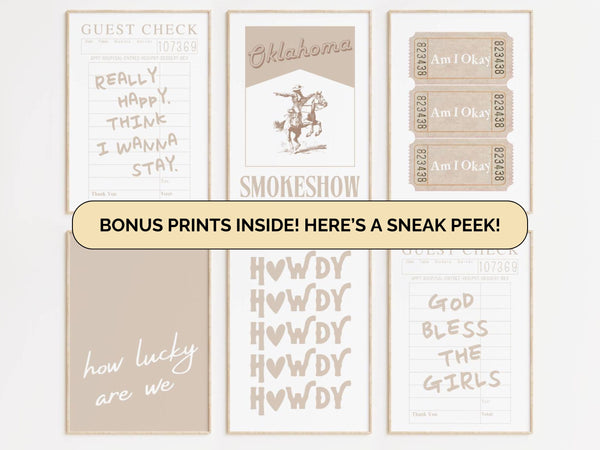 Beige Cowgirl Set of 15 Prints