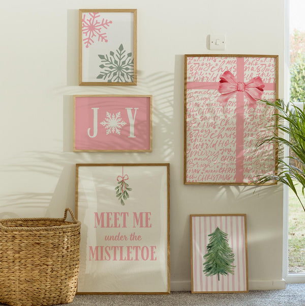 Pink Christmas Set of 15 Prints