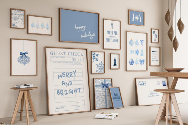 Blue Christmas Set of 15 Prints
