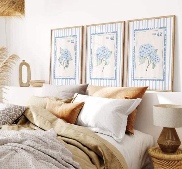 Hydrangea Stamp Set of 3 Prints