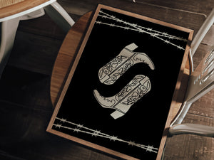 Black Cowgirl Boots Print