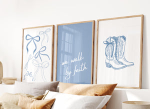 Blue Walk by Faith Set of 3 Prints