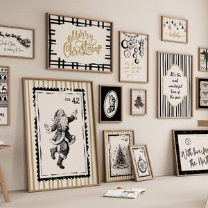 black and gold modern christmas wall art