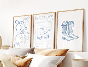 How lucky are we quote on guest check wall art blue