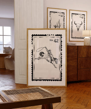 Western Stamp Set of 3 Prints