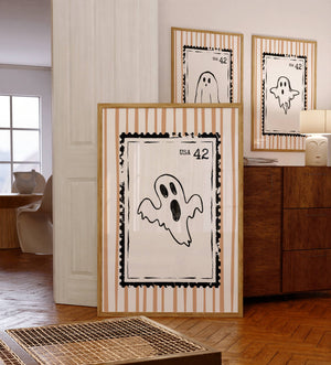 set of 3 retro ghost wall art