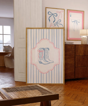 Vintage Coquette Cowgirl Boots Print