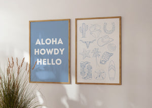 Aloha Howdy Hello Set of 2 Prints