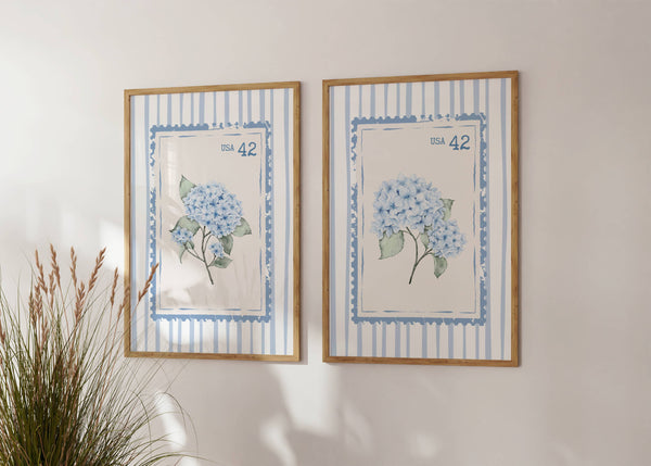 Hydrangea Stamp Set of 3 Prints