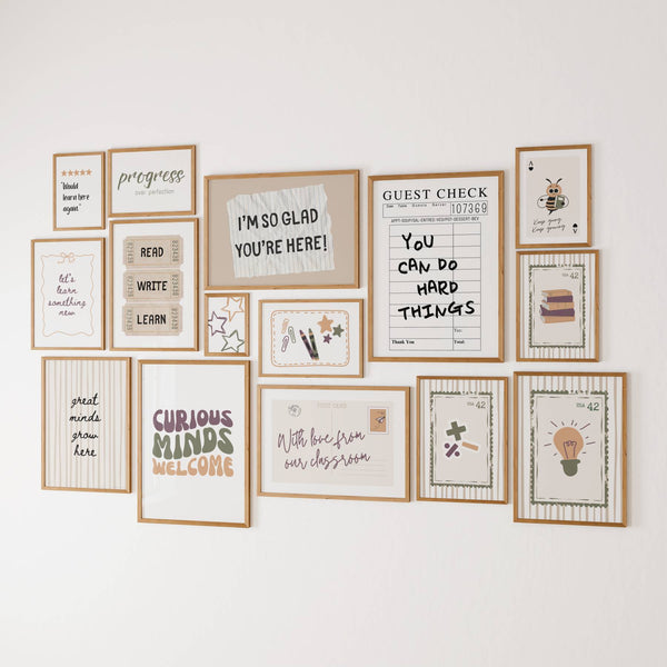 Neutral Classroom Set of 15 Prints