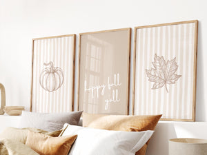 Beige Happy Fall Y'all Set of 3 Prints
