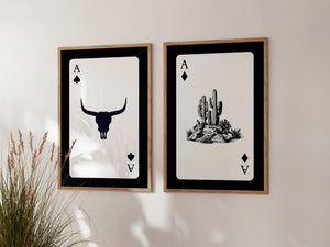 Western Playing Cards Set of 2 Prints