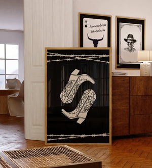 Black Cowgirl Boots Print