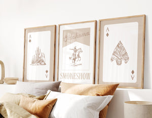 Beige Oklahoma Smokeshow Playing Cards Set of 3 Prints