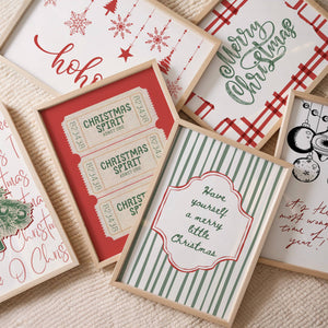 Vintage Christmas Set of 15 Prints