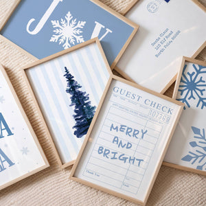 Blue Christmas Set of 15 Prints