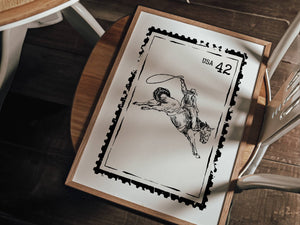 Western Stamp Set of 3 Prints