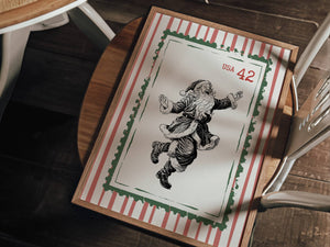 Dancing Santa Stamp Print