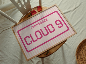 Cloud 9 License Plate Print