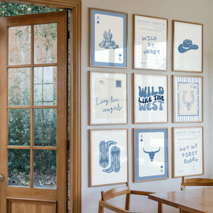Trendy Blue Cowgirl Set of 15 Prints