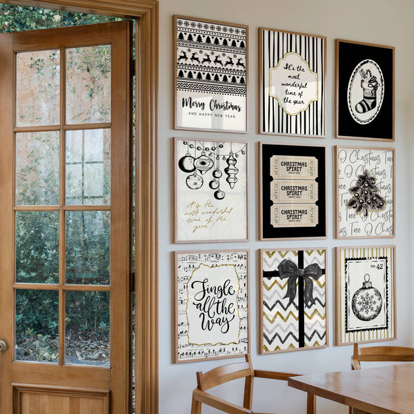Black & Gold Christmas Set of 15 Prints