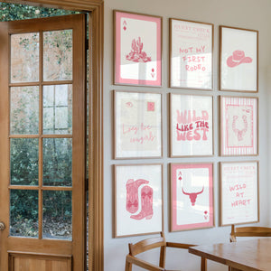 Trendy Pink Cowgirl Set of 15 Prints
