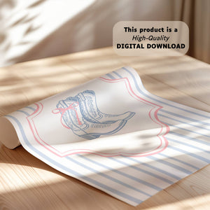 Vintage Coquette Cowgirl Boots Print