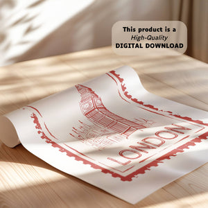 London Stamp Print