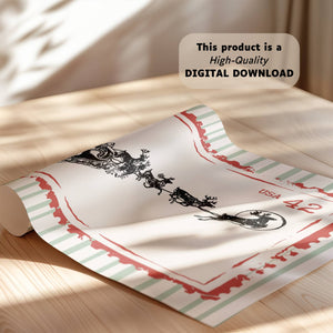 Santa Sleigh Stamp Print