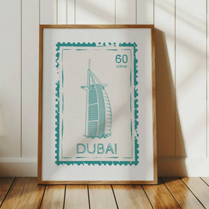 dubai postal stamp wall art vertical orientation