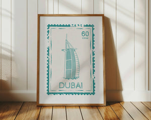 dubai postal stamp wall art vertical orientation