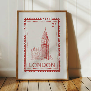 London postal stamp wall art vertical orientation