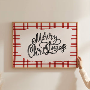 Merry Christmas Plaid Print