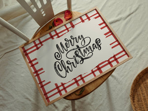 Merry Christmas Plaid Print
