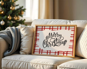 Merry Christmas Plaid Print