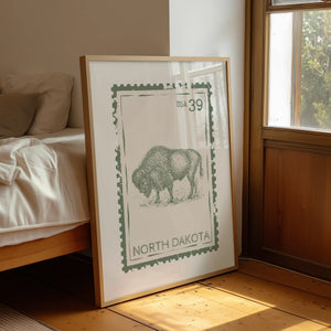 North Dakota Stamp Print
