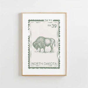 North Dakota Stamp Print