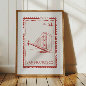 San Francisco postal stamp wall art vertical orientation