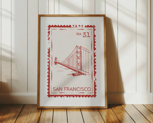 San Francisco postal stamp wall art vertical orientation