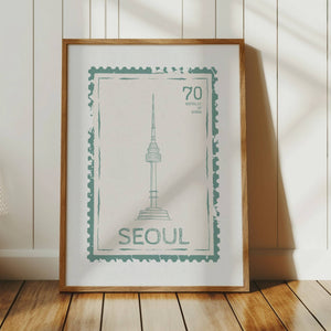 Seoul postal stamp wall art vertical orientation