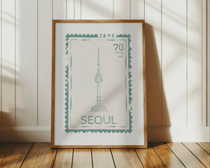 Seoul postal stamp wall art vertical orientation