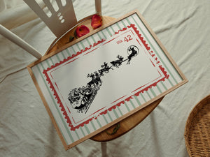 Santa Sleigh Stamp Print